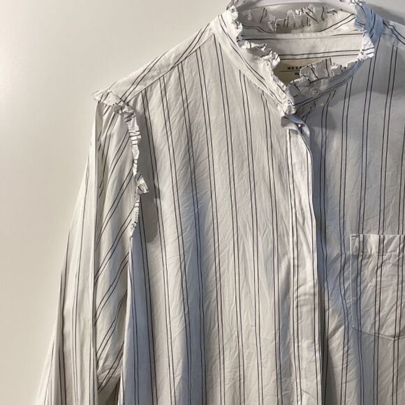 Max Mara Weekend White Striped Cotton Shirt Size 14 - Picture 10 of 15